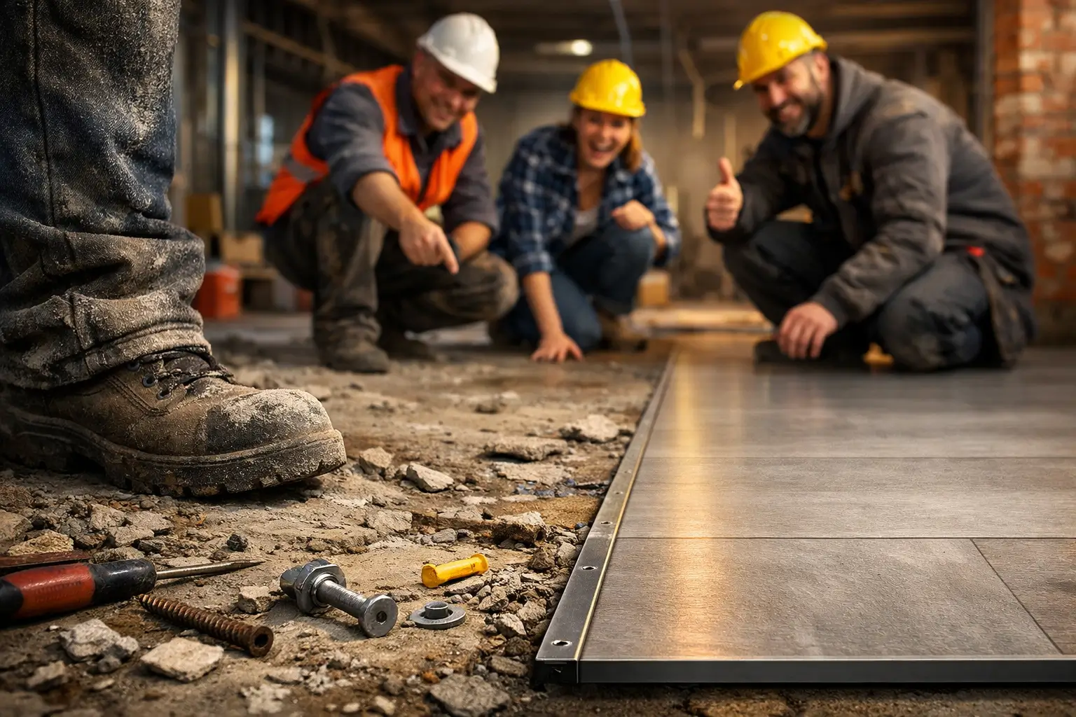 close view of finished floor edge during renovation